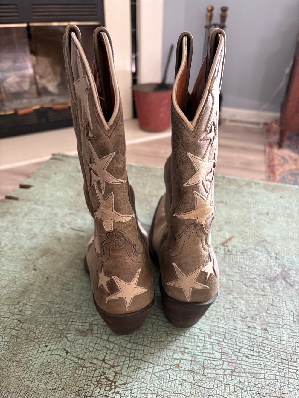 Vintage Colt Ford Star Inlay Western Cowboy Boots Leather Size 8 - Picture 5 of 7